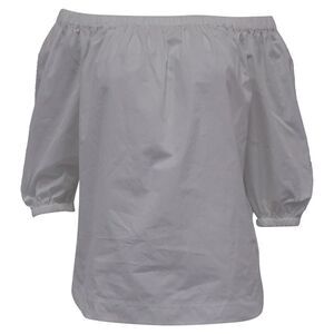 Theory Off-The-Shoulder Blouse in White Cotton